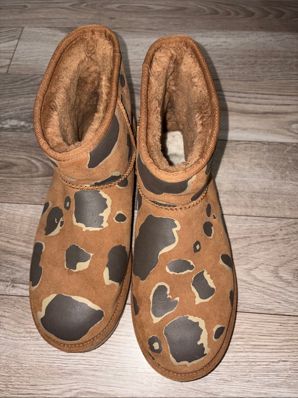 UGG Chestnut Brown Leopard Print Mini Booties
